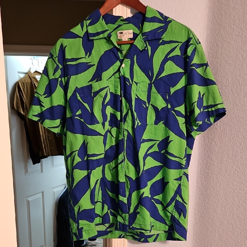 J. Crew Green and Blue Casual Button Down Shirt